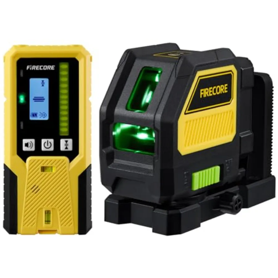 

Self-Leveling Cross Line Laser and Receiver Combo Kit for Outdoor Construction Green Laser with 197ft Range Includes Rod Clamp