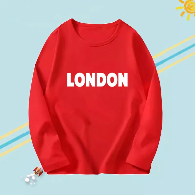 Fashion City Printed T-shirt Paris London Graphic T Shirts Boy Girl o-neck Long Sleeve Tops Tee