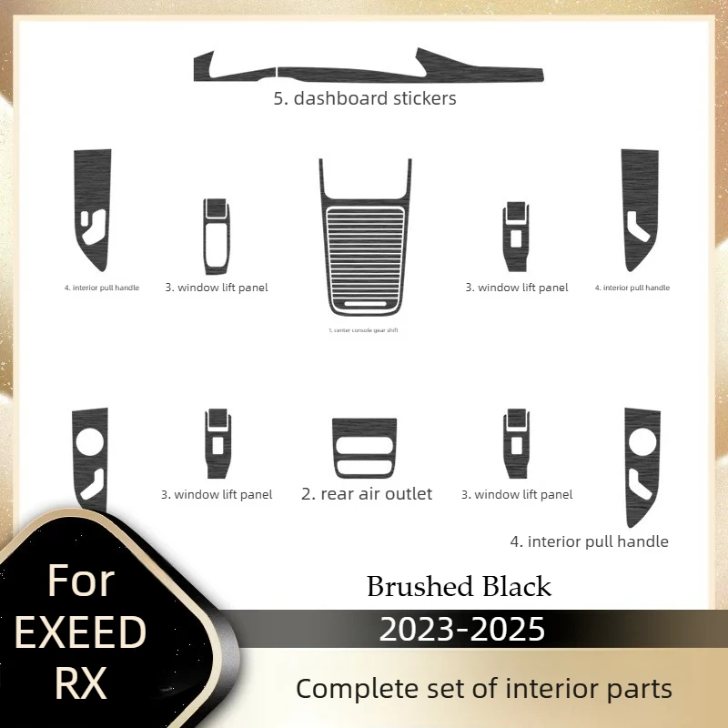 For EXEED RX Car Center Console Film Full Set Interior Decor Stickers Anti-Scratch Wear Resistant Auto Interior Modification