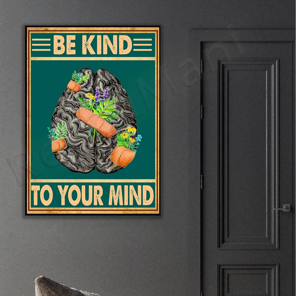 Treat Your Mind Canvas Poster, Women's Mental Health Awareness Retro Poster, Mental Health Issues Poster, Ending Stigma Poster