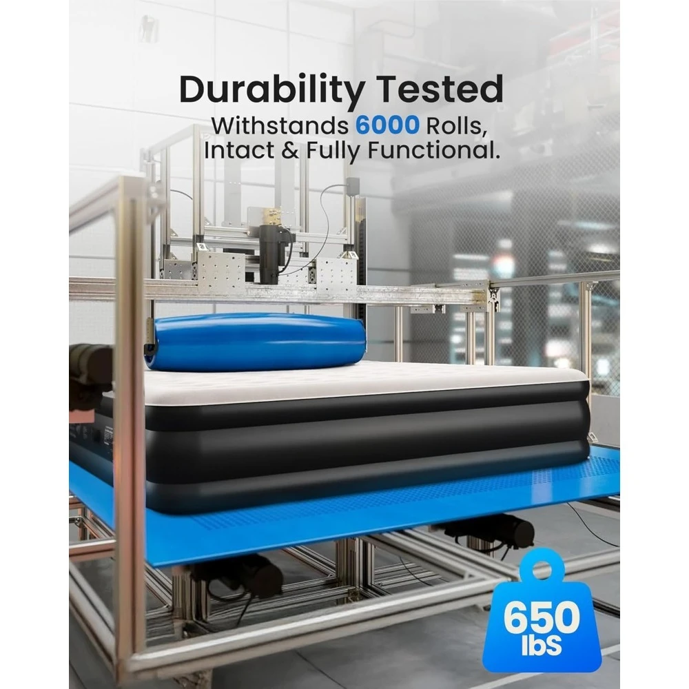 مرتبة هوائية كوين مع مضخة مدمجة مرتبة نفخ قابلة للنفخ مقاس 18 بوصة سرير محمول مرتفع للتخييم في الضيوف المنزلي #5