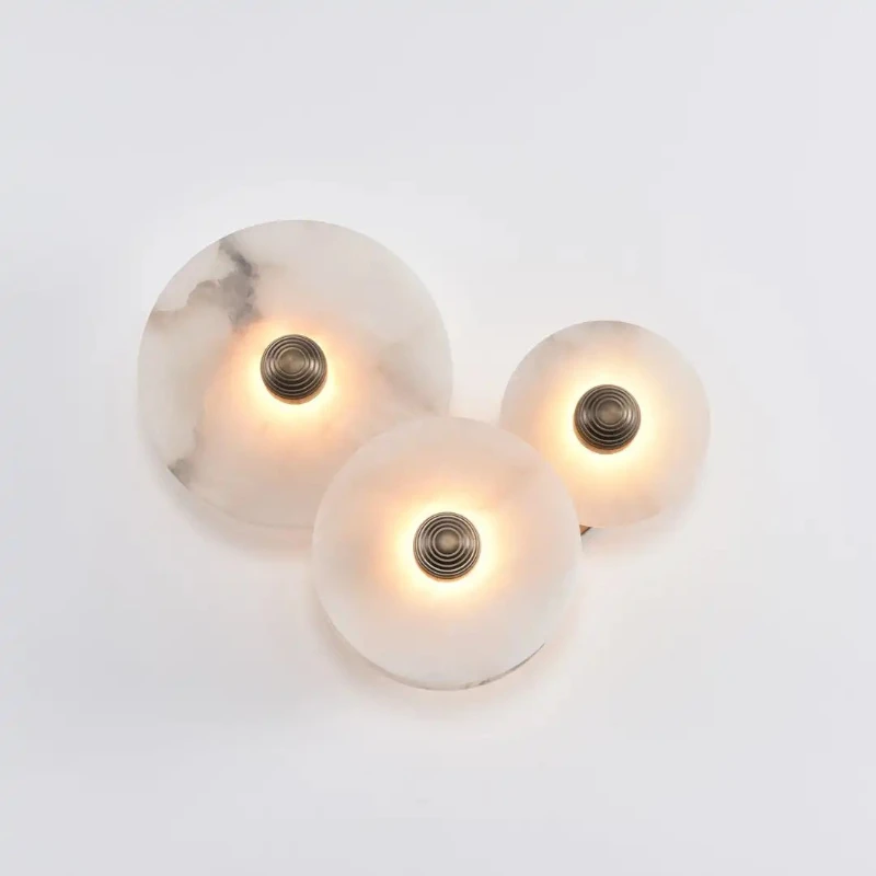 2026 2026 Natural Marble Wall Lamp Round Shape Gold Metal Free Collocation Lighting For Living Room Background Sconce