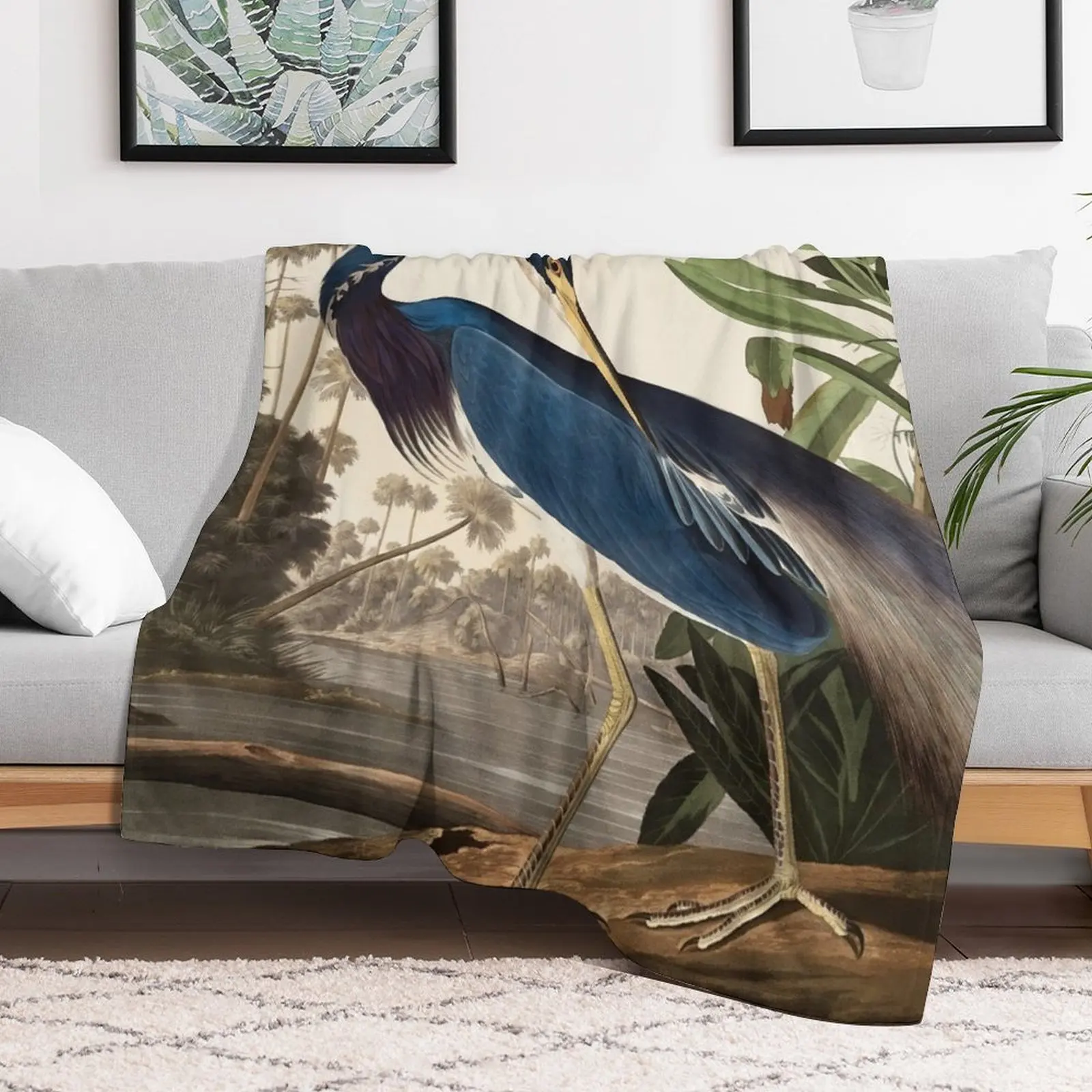 Blue Heron Vintage Tropical Bird Throw Blanket Luxury Thicken Personalized Gift for winter Blankets