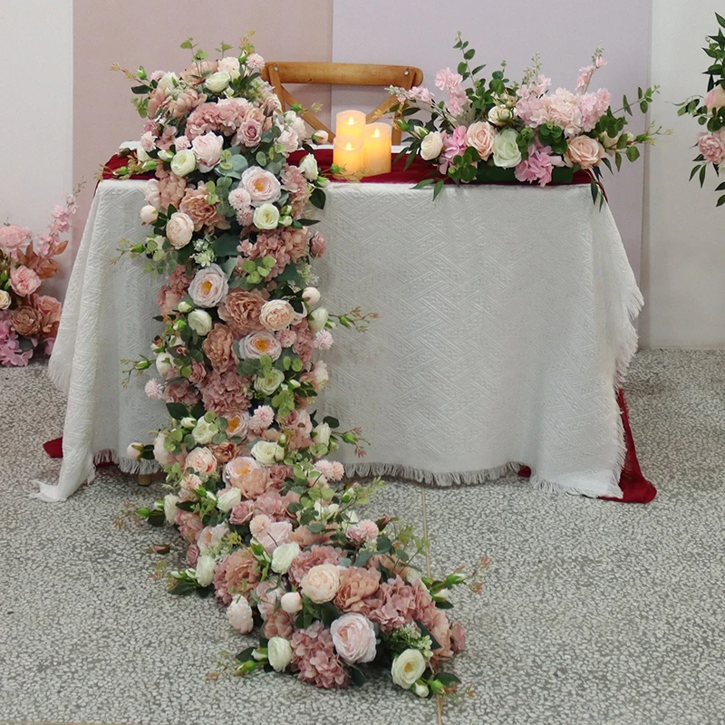 2M Artificial Flower Strip Event Table Runner Floral Arrangement Wedding Backdrop Decor Props Arch Flower String Window Display