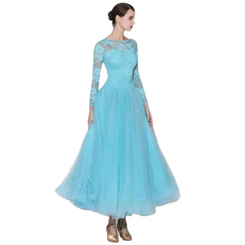 Big Swing Ballroom Dance Competition Dress Female Lace Rumba Dance Costumes Ball Gown Rumba Dance Wear Stage Performance