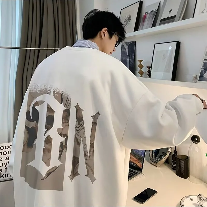 Sweat-shirt à capuche surdimensionné en velours à manches longues pour hommes