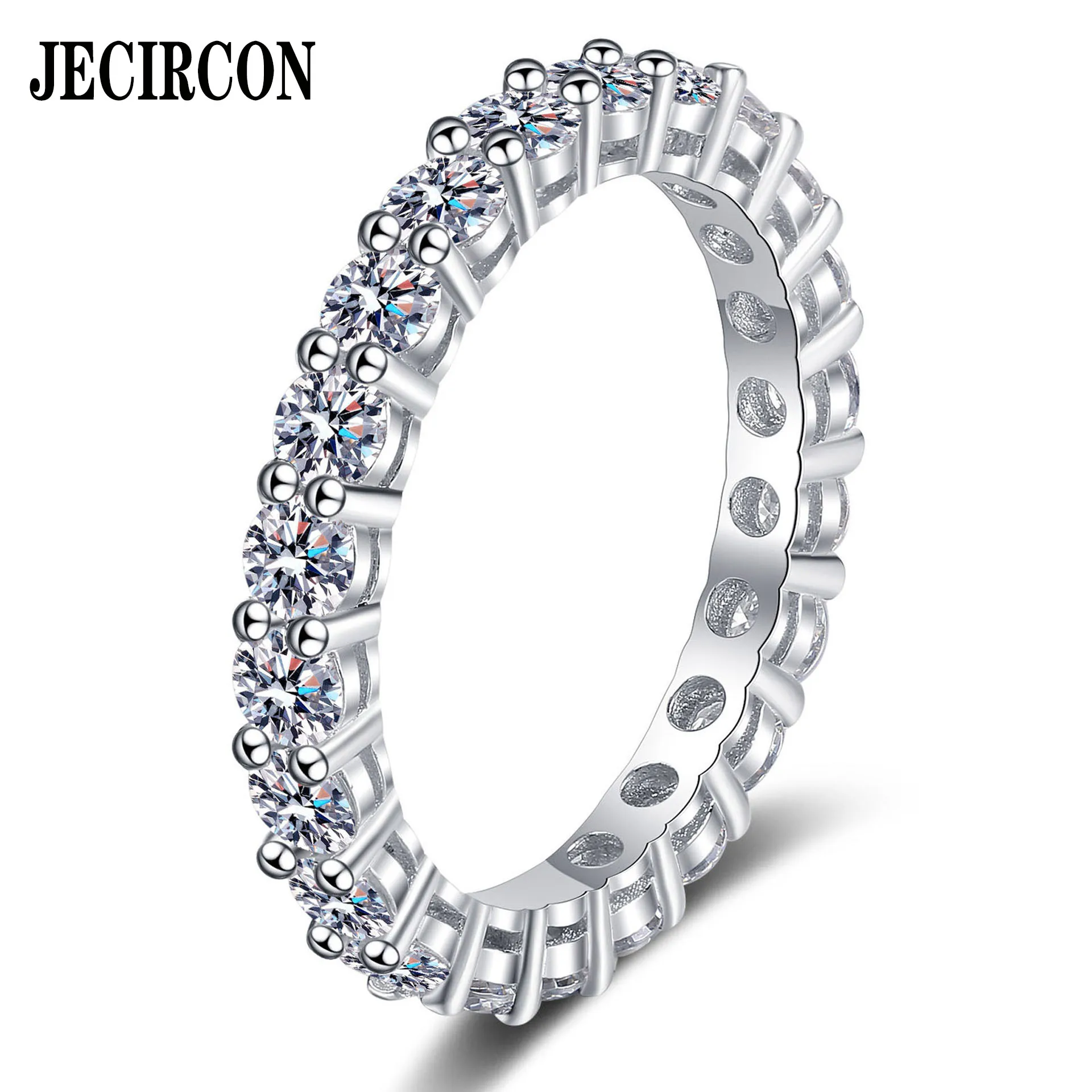 

JECIRCON 925 Sterling Silver Finger Jewelry for Women PT950 Gold Full Moissanite Row Ring Luxury Fashion Wedding Jewelry Shiny