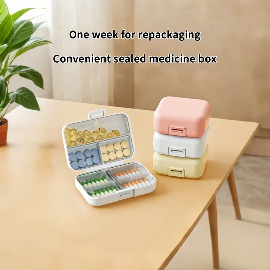 صندوق دواء صغير مريح للسفر، صندوق توزيع أدوية مغطى، جهاز توزيع مختوم لصندوق الكمبيوتر اللوحي