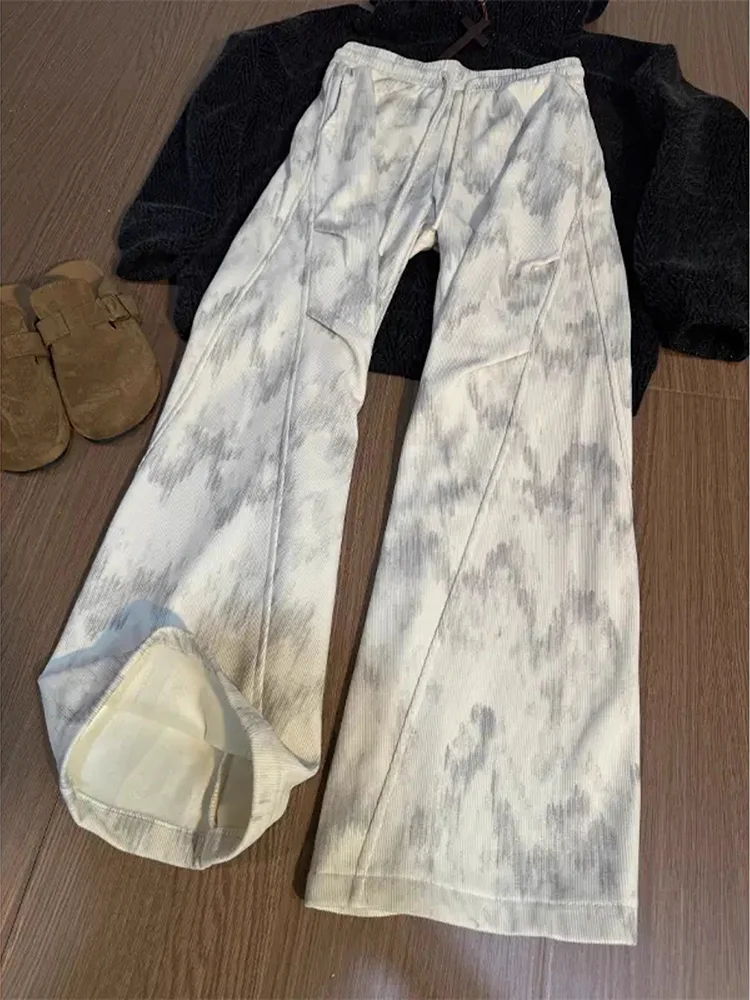 

Мужские утепленные брюки Cleanfit с начесом и эффектом тай-дай, зимние повседневные брюки в американском стиле, с боковыми разрезами, плотные спортивные штаны