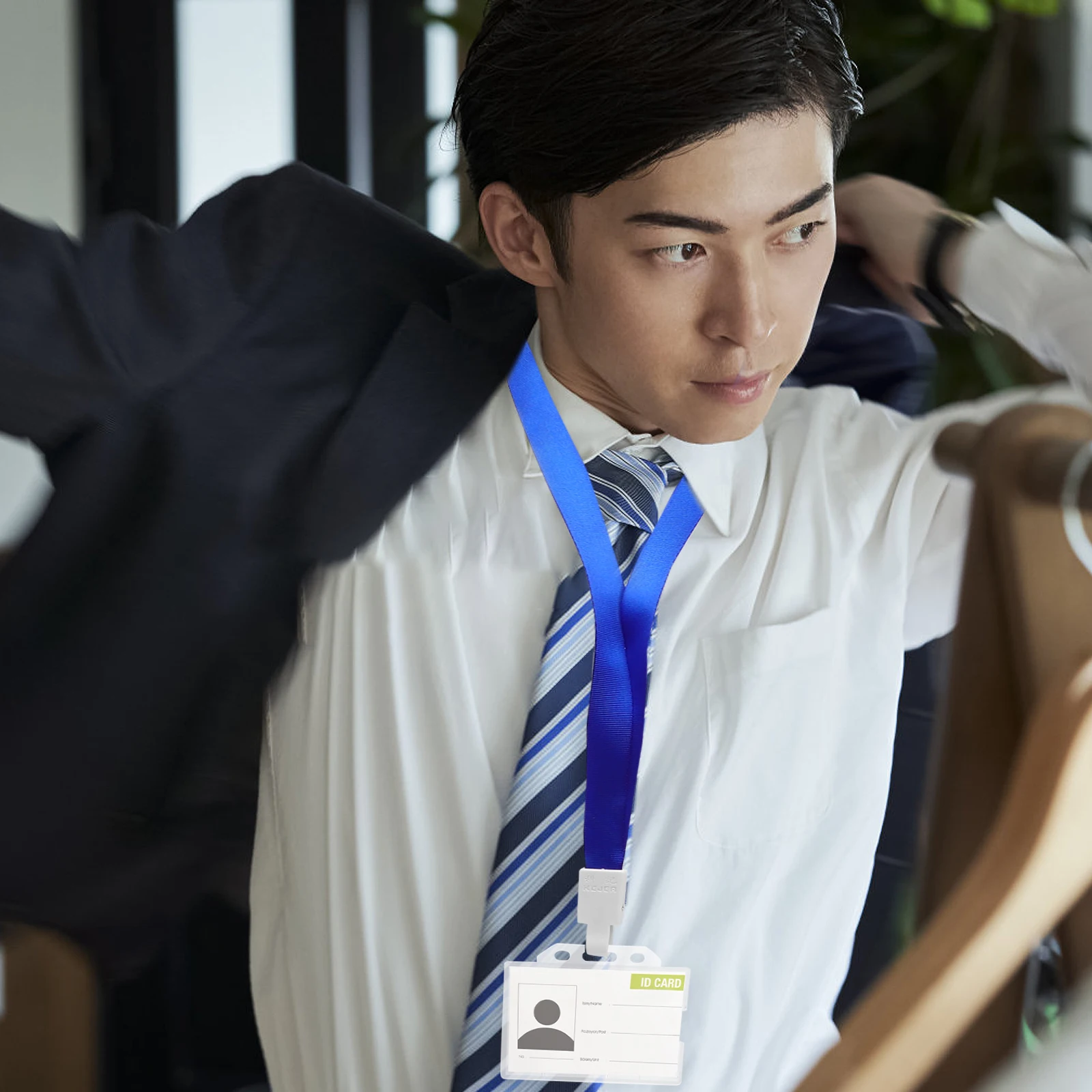 

Double Sided Clear Badge Holders T327H Blue Elastic Cord 15mm School Office Cards Transparent Hard Card Sleeves