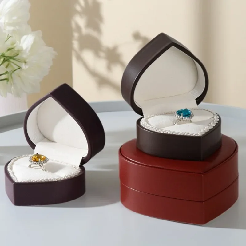 Wedding Ring Case Heart Shaped Rings Organizer Box Mini Luxury Jewelry Display Cases Women Trinket Jewellery Storage Boxes Gifts