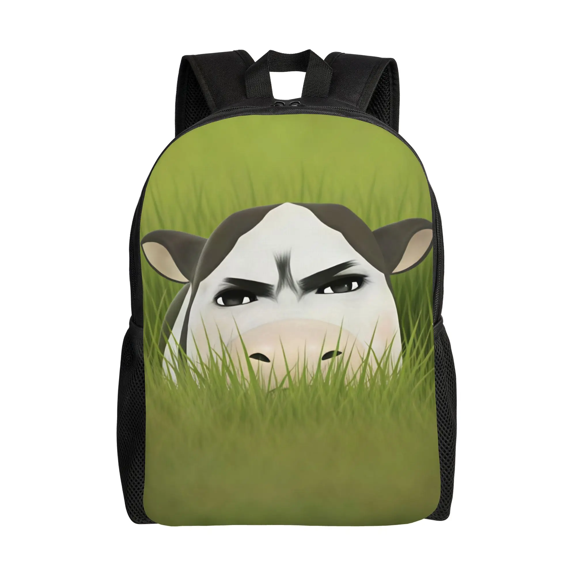 Funny Grassland Cattle Meme  Backpack Youth  Big Backpacks Polyester Streetwear School Bags Travel High Quality Rucksack
