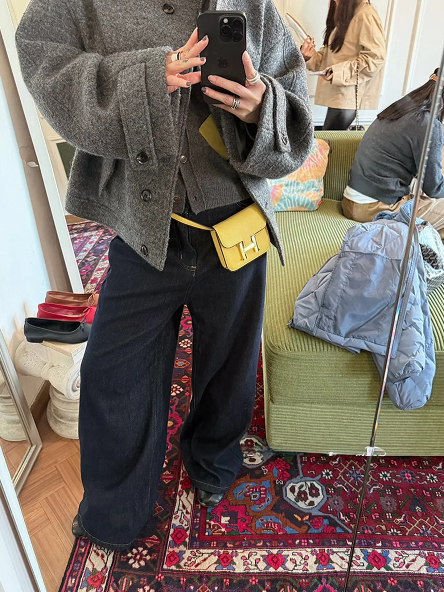 

Retro Waed Fce Lined High Waist Thi Winter Denim Jeans Women's Straight Leg High Waist Slimming Floor Length Trousers