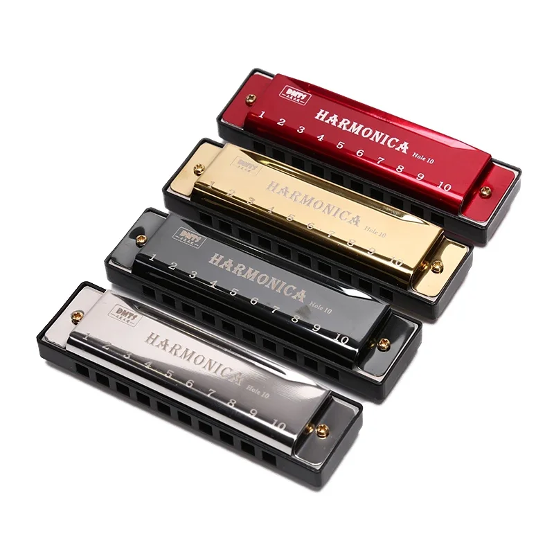 1PC Professional 10 หลุม Harmonica พร้อมกล่องปากออร์แกนโลหะเครื่องดนตรีสําหรับเด็กผู้ใหญ่เริ่มต้นของเล่นดนตรี