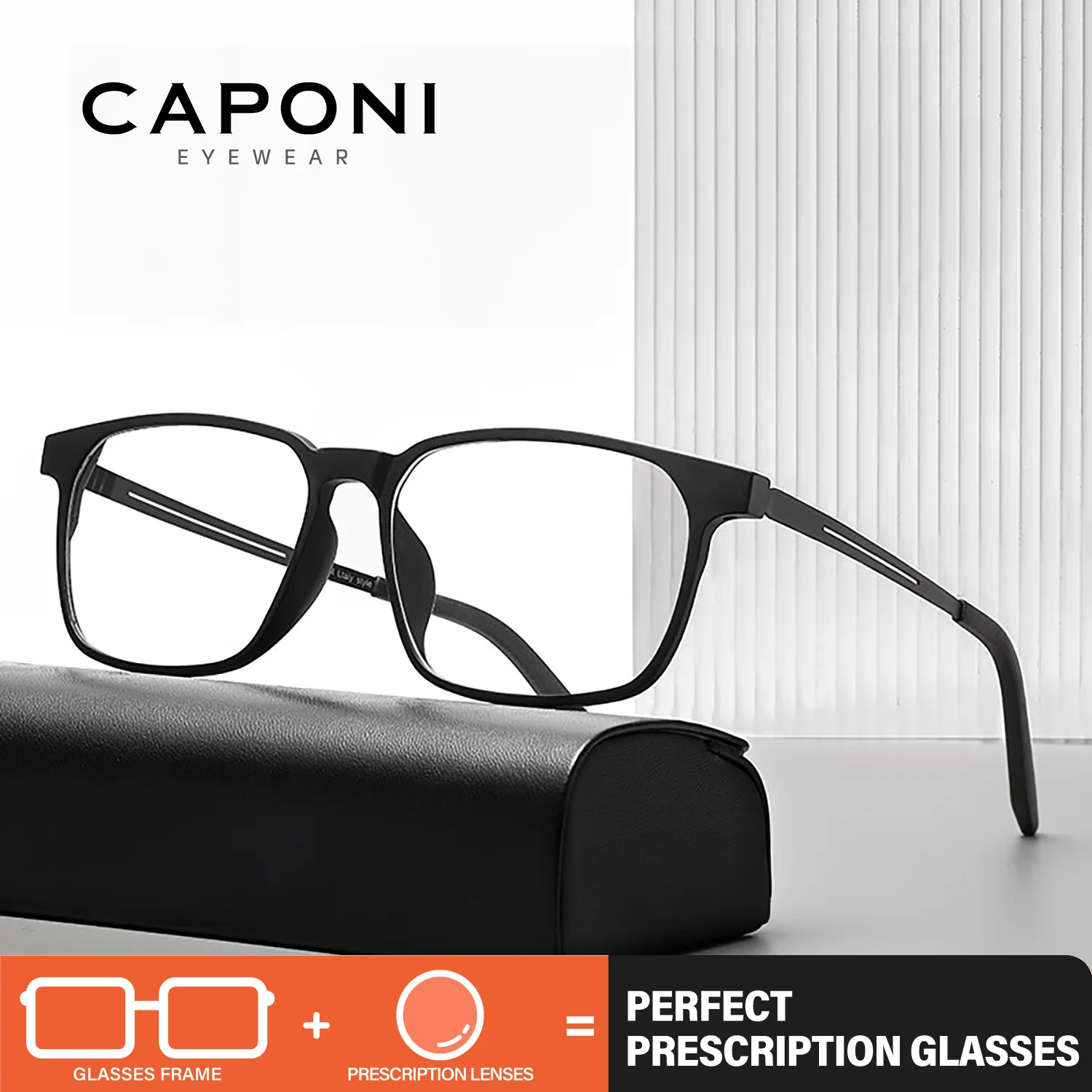 

CAPONI Prescription Men Glasses Titanium Alloy Myopia Classic Eyeglasses Progressive Anti blue Ray Reading Eyeglasses PJ18879