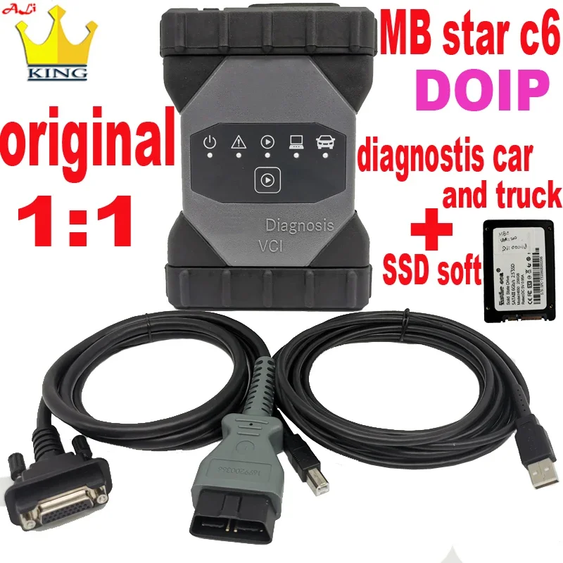 1:1 Original MB Star C6 support DOIP wifi Multiplexer VCI with 250gb software SSD V2024 for benz car and truck Diagnosis Tool