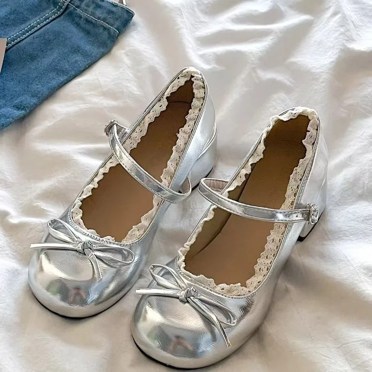 2026 New Women Mary Jane Shoes Fashion Butterfly-knot Dress Shoes Ladies Concise Outdoor Thick Heel Leather Shoes view 6
