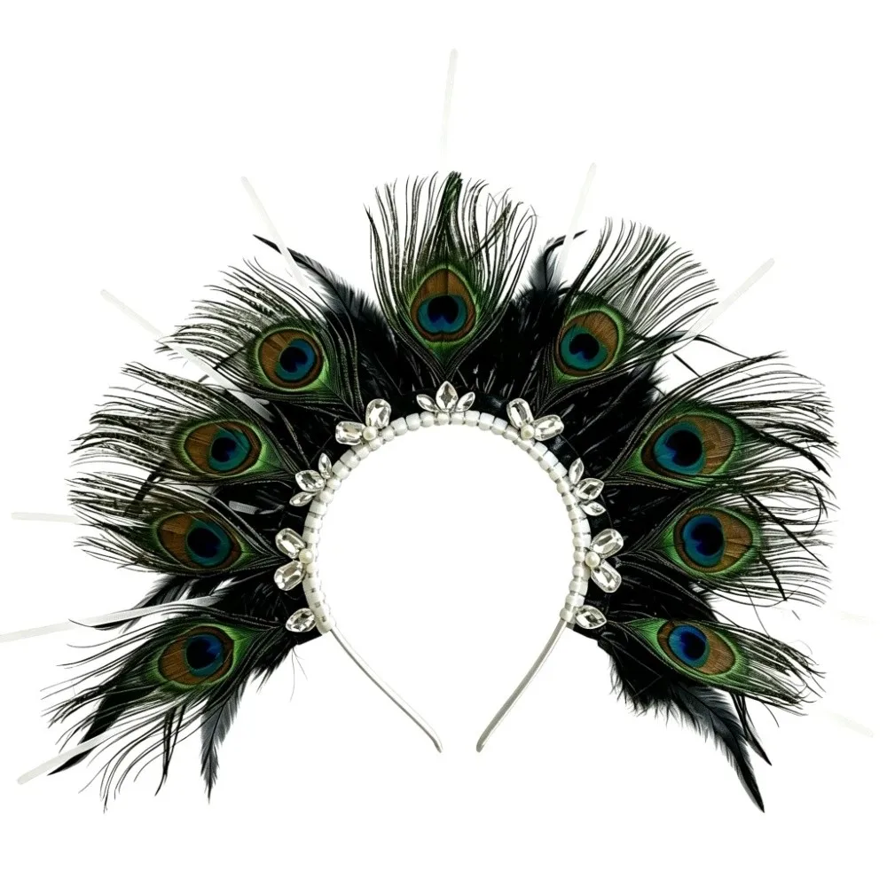 Headdress Creative Feather Headpiece Retro Cosplay Peacock Headwear Unique Decorative Hair Hoop Stage Performance Headwear
