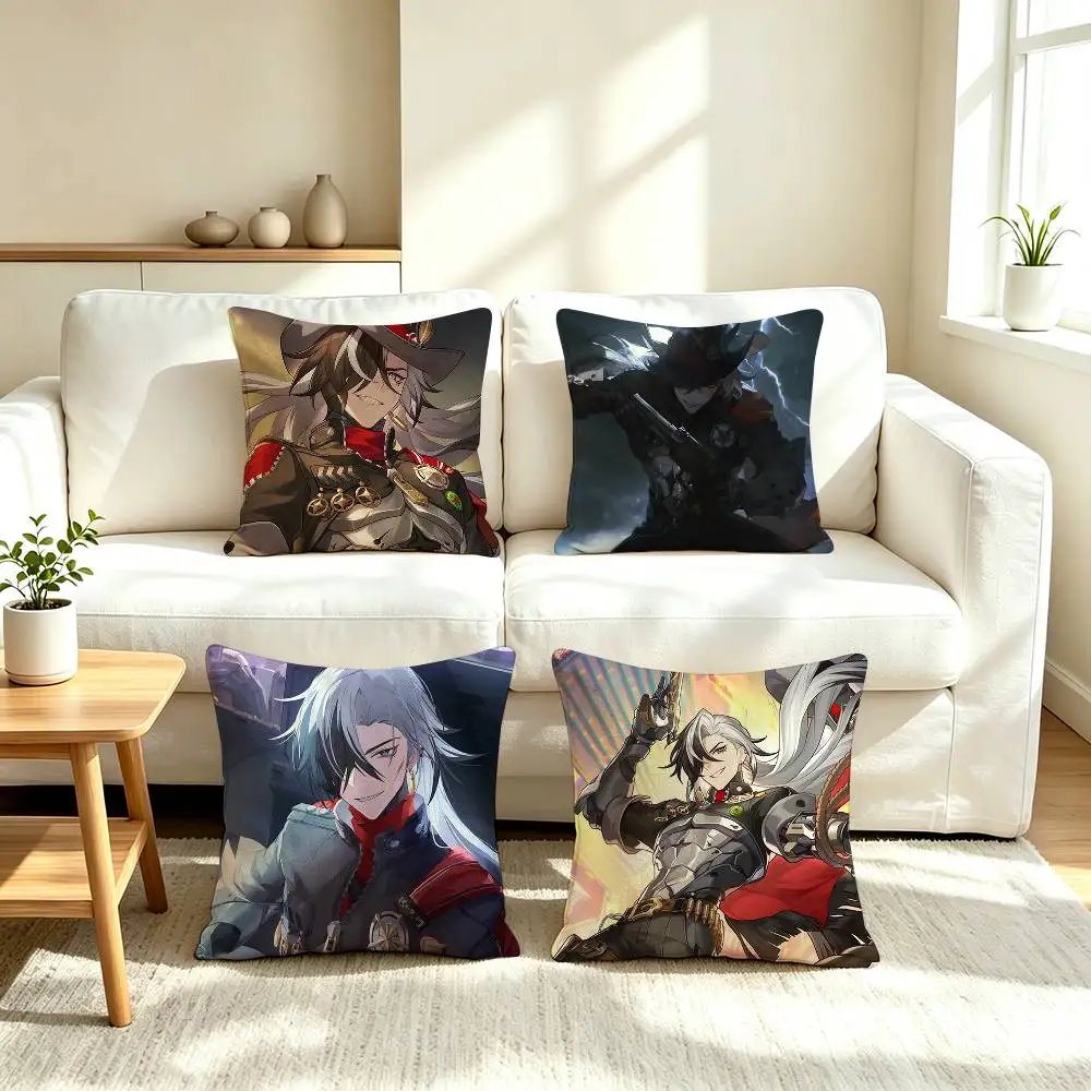 H-Honkai Star Rail B-Boothill  Pillow Case Square Double-Sided Sofa Cushion Cover Bedroom Bedside Pillow