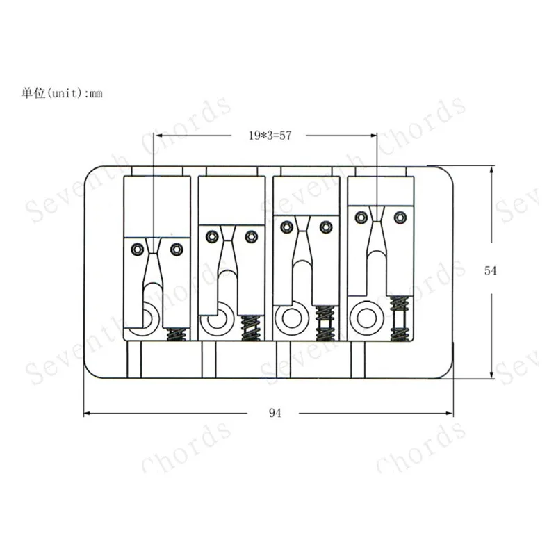One Set Black Silver L Type 94MM 4 Strings Electric Bass Bridge Screw Musical Instrument Accessories Parts