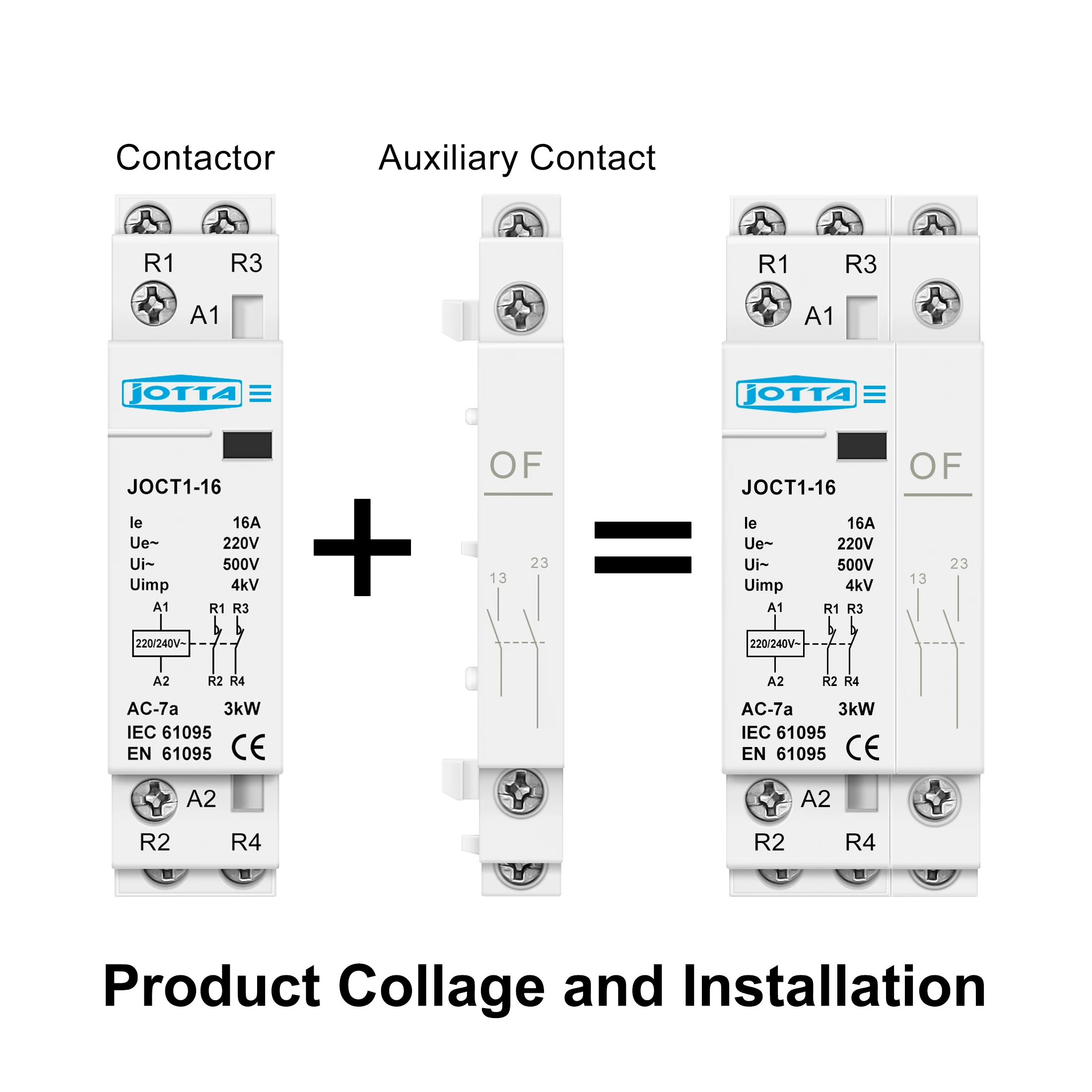 Din Rail Mounted Household Modular AC Contactor 2P 16A 20A 25A 2NO 2NC 1NO 1NC AC220V AC230V 50/60Hz For Smart Home House Hotel