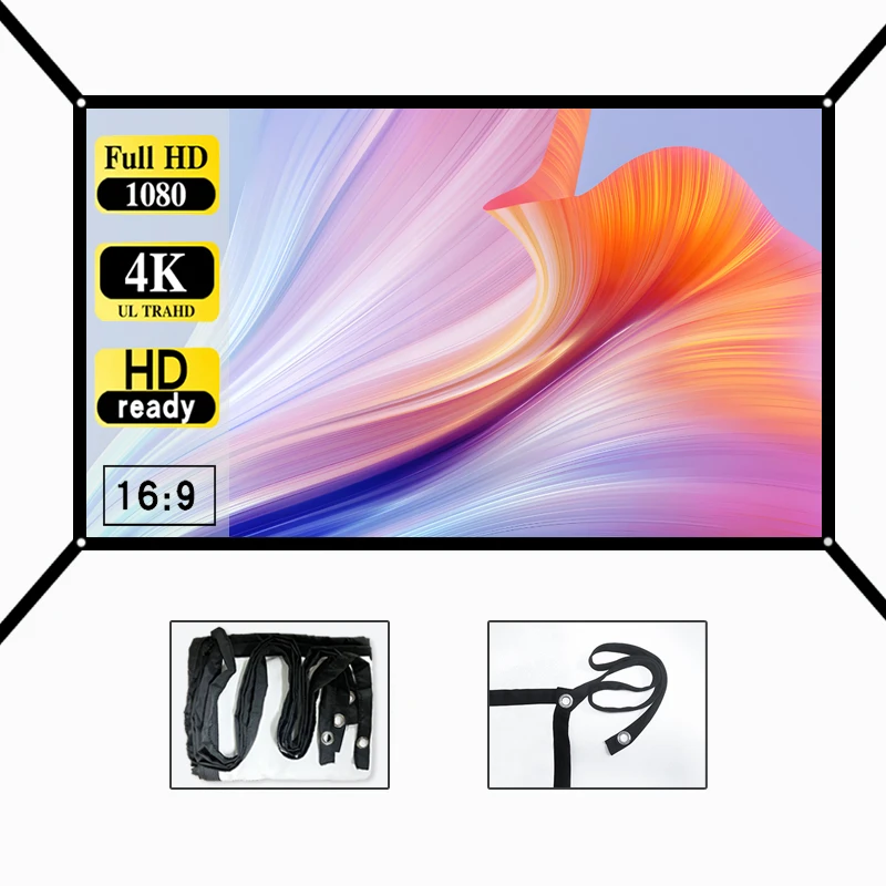 60-150 inch Wall Mounted Foldable Projection Screen, Projector Specific Soft Screen, Home Theater - Extended Version