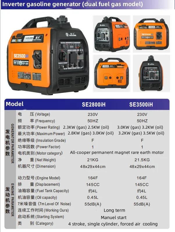 Discount Camping Use Dual Fuel Gas LPG LNG 2.5Kw 3.0Kw Silent Gasoline Portable Power Inverter Generator for Home