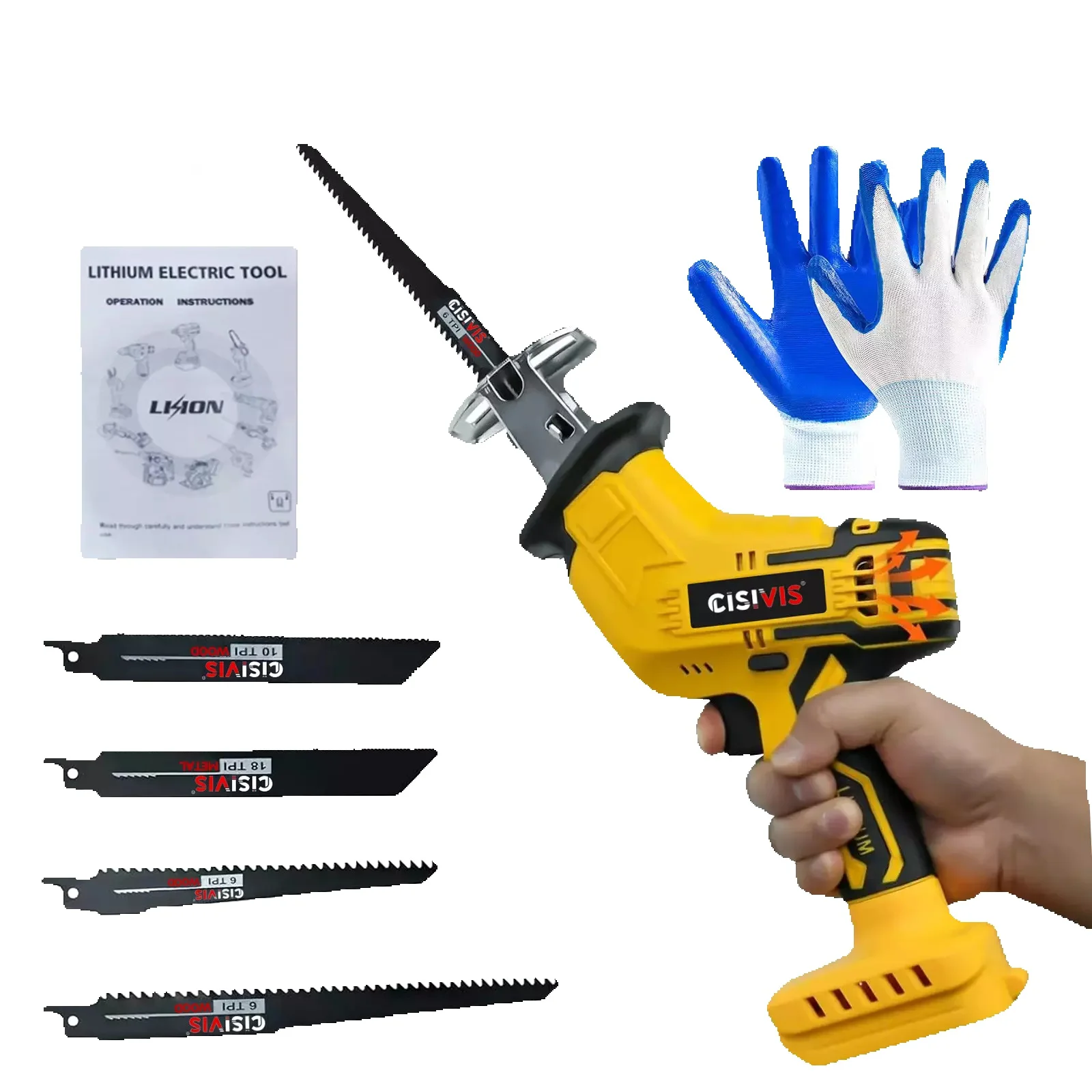 20V Akku-Stichsäge mit 4 Klingen zum Schneiden von Knochen und Fleisch
