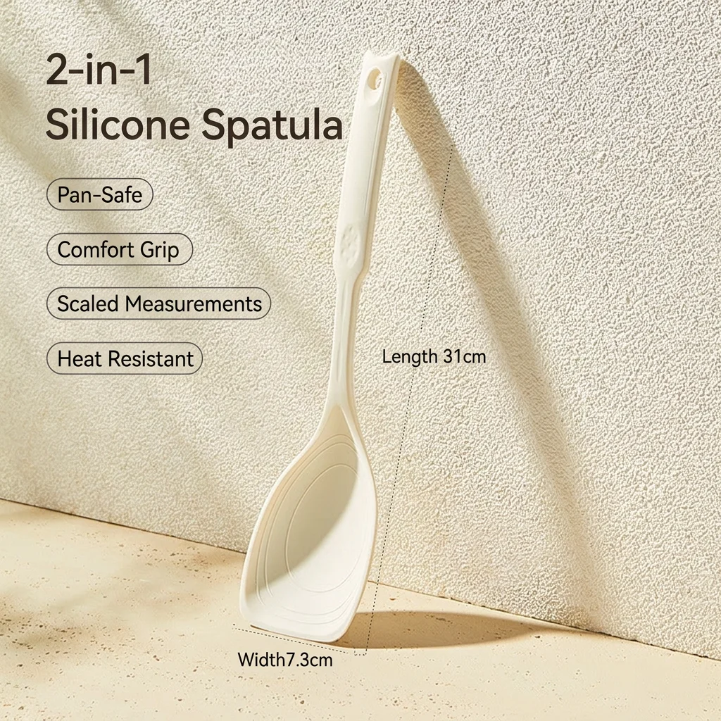 Silicone Cooking Utensil Ergonomic Silicone Spatula Spoon Non-Stick Pan Utensil Heat Resistant Multi-Functional Kitchen Tool