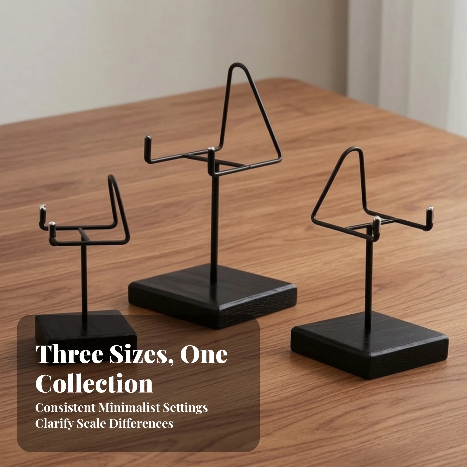 Display Stand with Wooden Base Compact Display Item Holder with Wire Frame Sturdy Safeguarding for Collectors, Shelf, Desk view 6