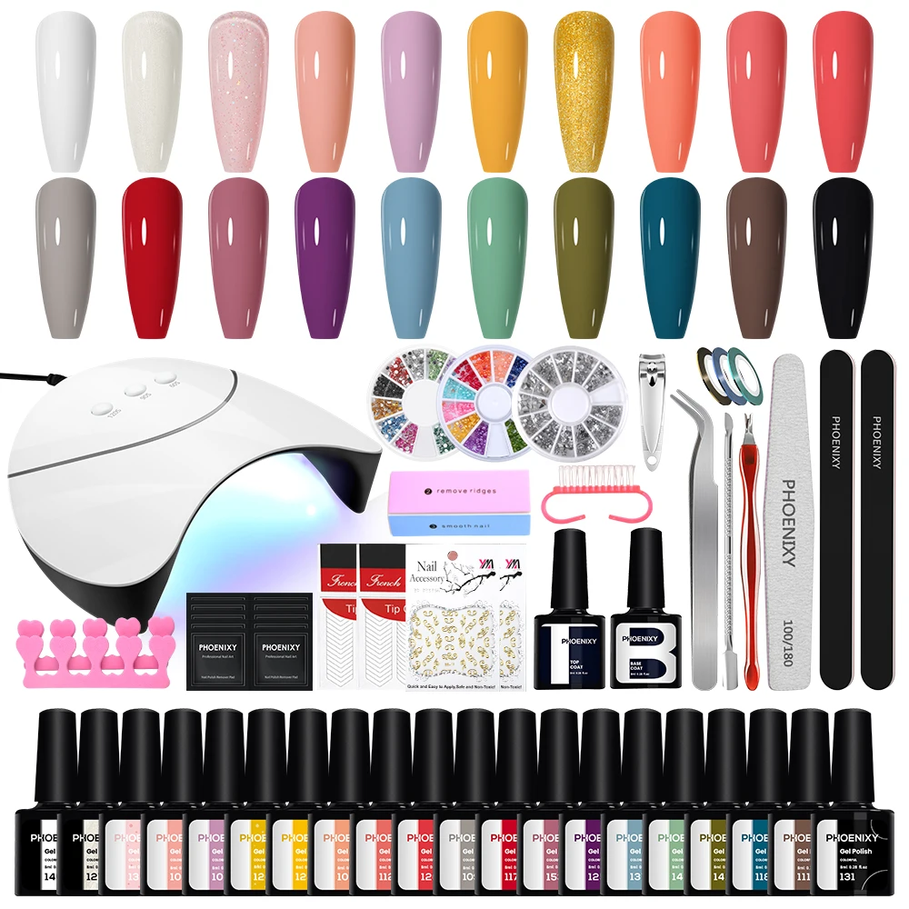 

Nail Gel Polish Kit With UV Nail Lamp Soak Off UV LED Nails Varnish Set Semi Permanent Nail Art Gels Complete Manicure Tools Set