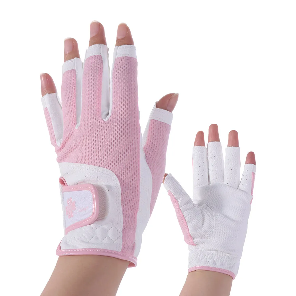 

Comfortable Women's Sport Gloves Fingerless Breathable Fingerless Golf Gloves Mesh Non-slip Ladies Golf Gloves Golf Accessories