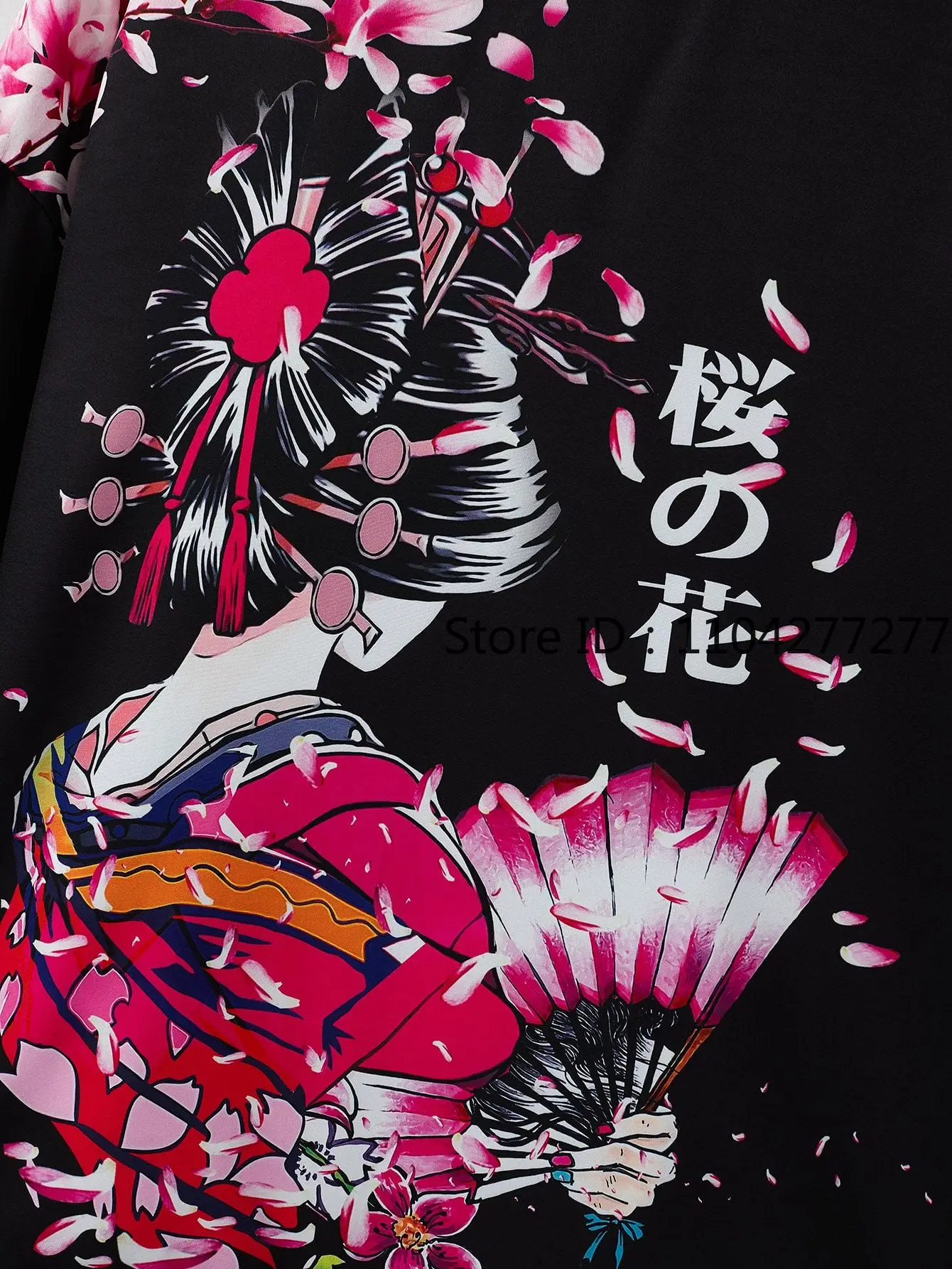 سترة يابانية تقليدية مطبوعة بزهر الكرز كيمونو للرجال والنساء سترة كيمونو سوداء هاراجوكو ملابس الشاطئ