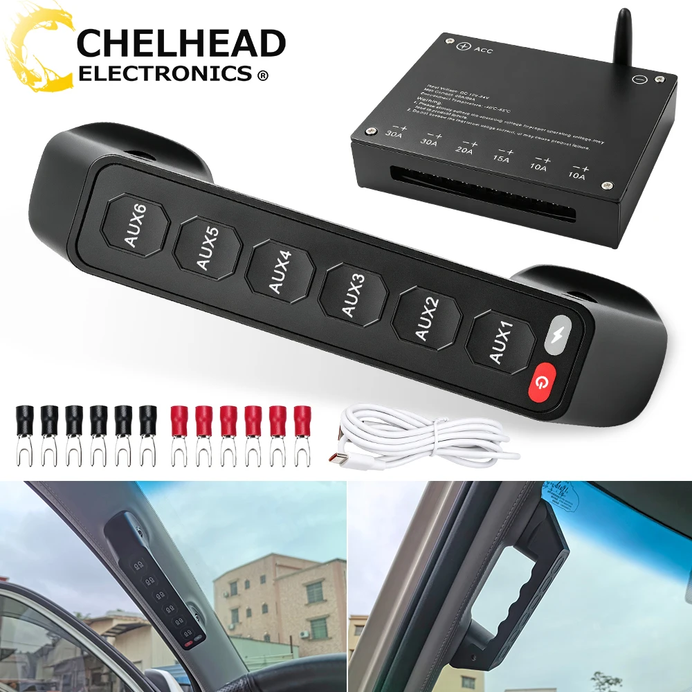 No-Drill Switches Controller Panel Grab Handle Mounting 12V On-Off LED Button Wireless 6 Gang for Lexus GX460 2010-2023