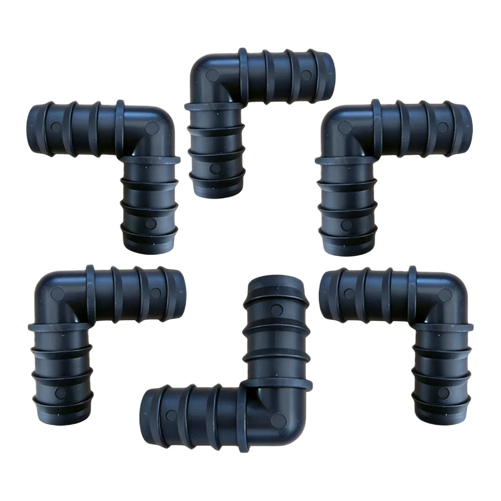 10pcs 16mm Elbow Barb Drip Irrigation Hose Connectors Black Plastic Fittings For Garden Lawn Sprinkler System Watering Equipment