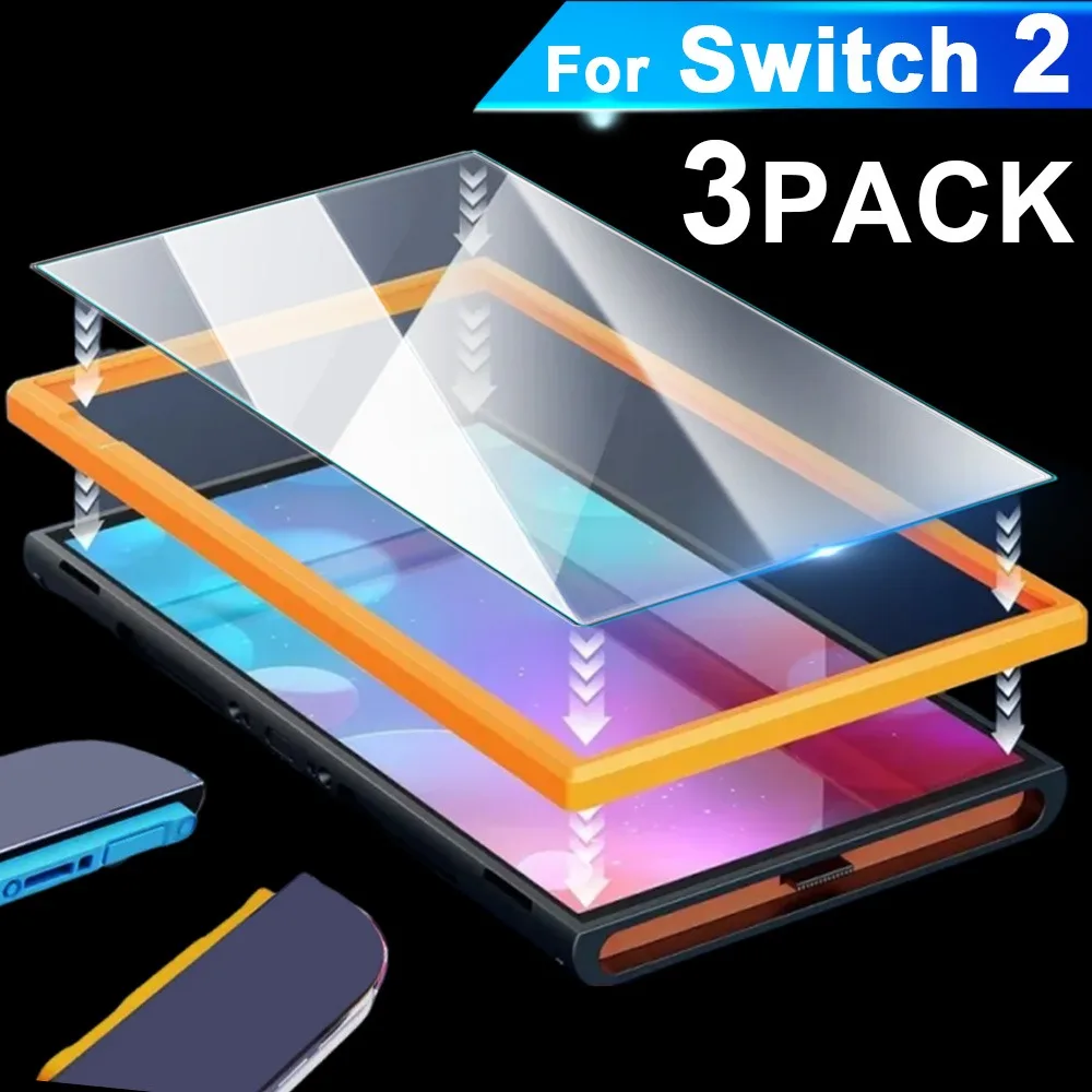 Easy Install Screen Protector for Nintendo Switch 2 Console HD Tempered Glass Anti-Scratch Protector Films with Alignment Frame