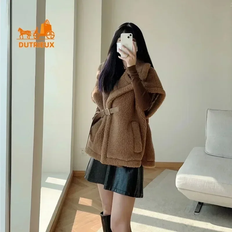 Top Quality Teddy Jacket Women, 62%Alpaca 26%Wool 12%Silk,New Winter Warm Sleeveless Wool Short Jacket for Women, Fur Coat Women