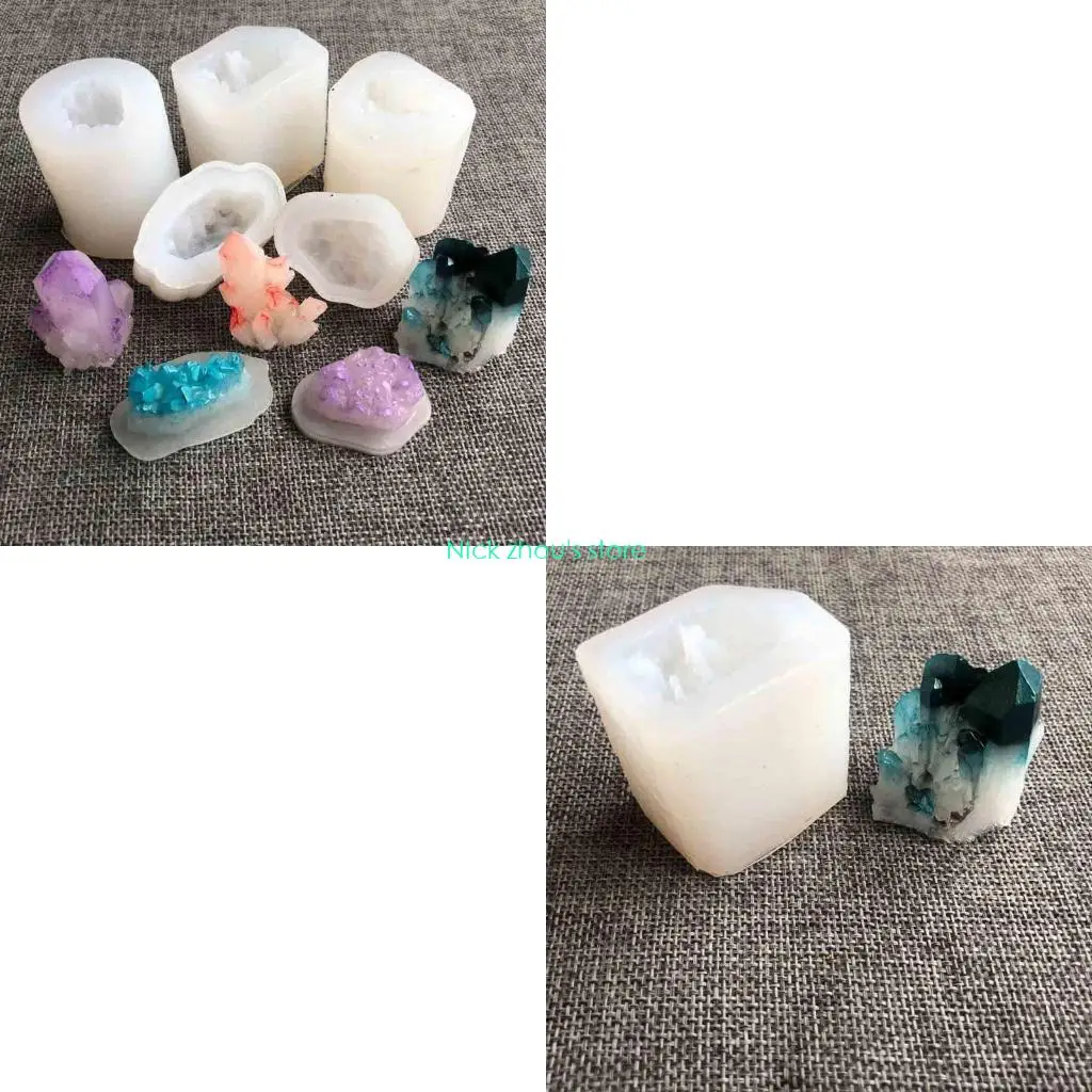 

E15E DIY Кристалл Кварц Рок Кластер Геода Друзы Драгоценный Камень Подвеска Силиконовая Форма Ручной Работы