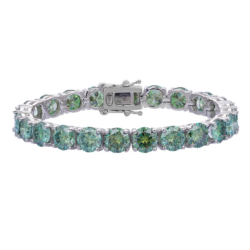 Bracelets de tennis Moissanite pour hommes et femmes, bijoux de mariage GRA, argent 925, diamant de laboratoire, bleu, vert, original, 5mm