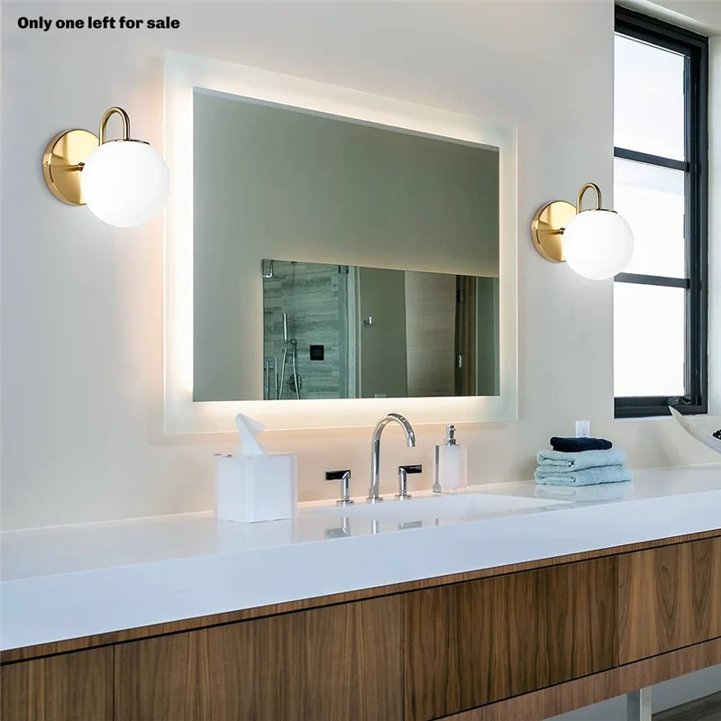 ABMI-moderno per bagno applique da parete lampada in vetro globo bianco latte per camera da letto cucina soggiorno vanità corridoio,