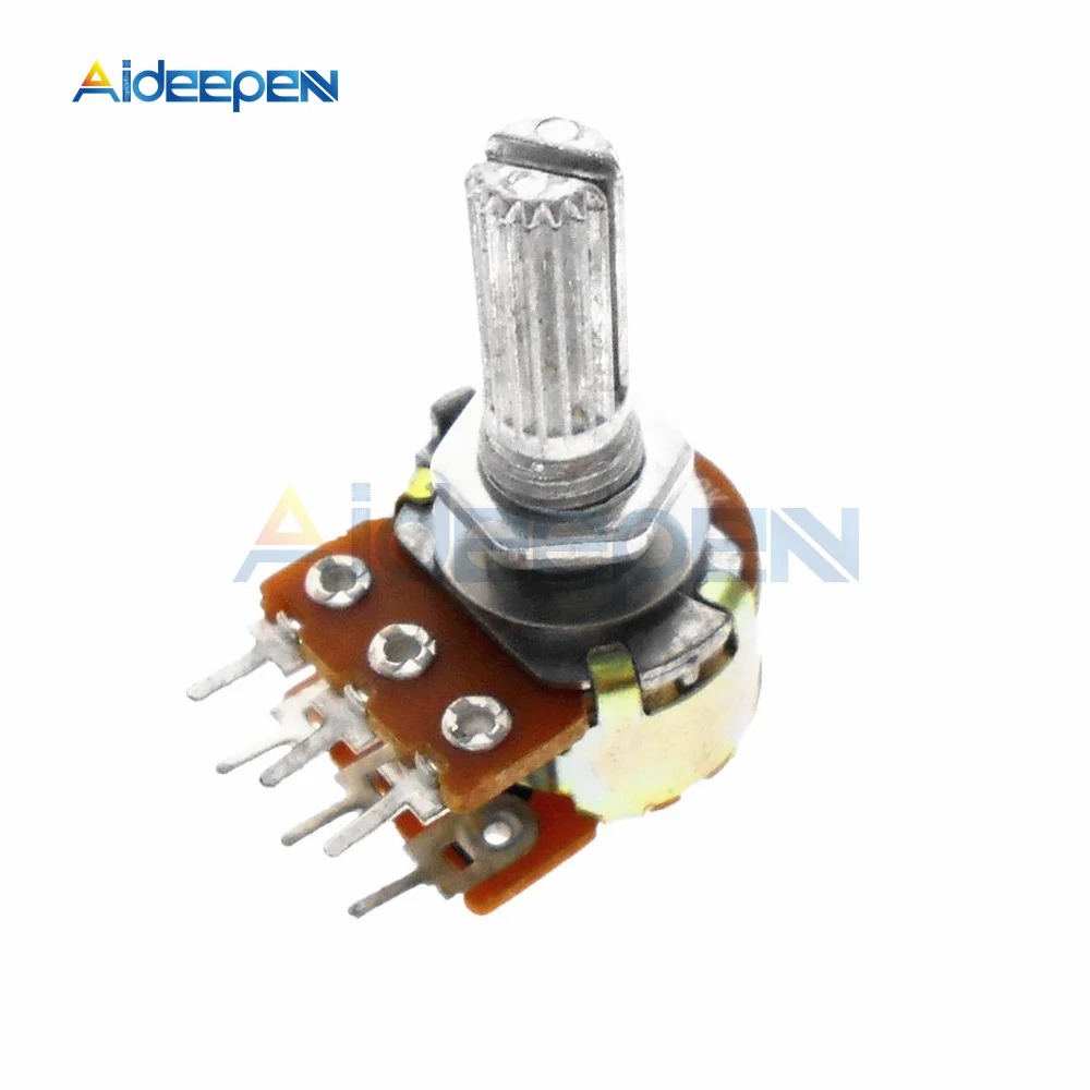 5pcs WH148 B1K B2K B5K B10K B20K B50K B100K B500K 3Pin 6Pin 20mm Shaft Amplifier Dual Stereo Potentiometer 1K 2K 5K 10K 50K 100K