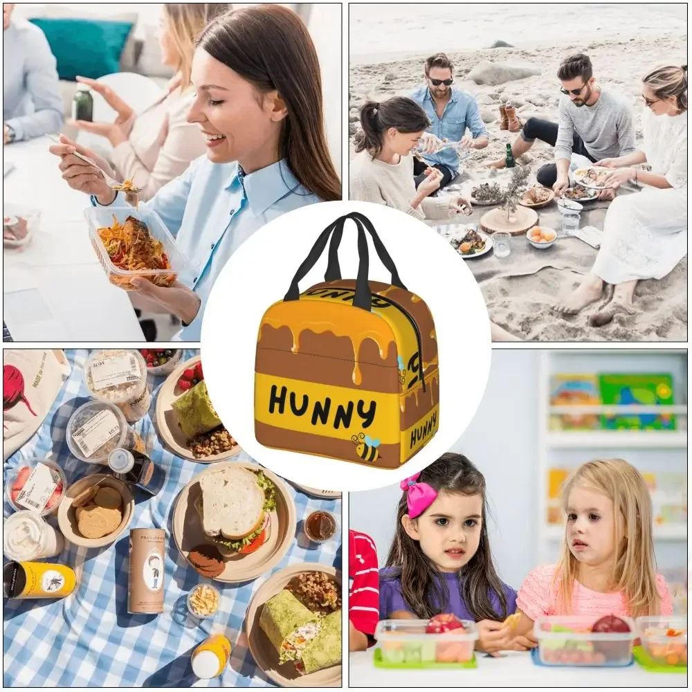 Winnie The Pooh Hunny Pot Drawstring Bag Lunch Bags Insulated Bento Box Portable Lunch Tote Leakproof Picnic Bags Cooler Thermal