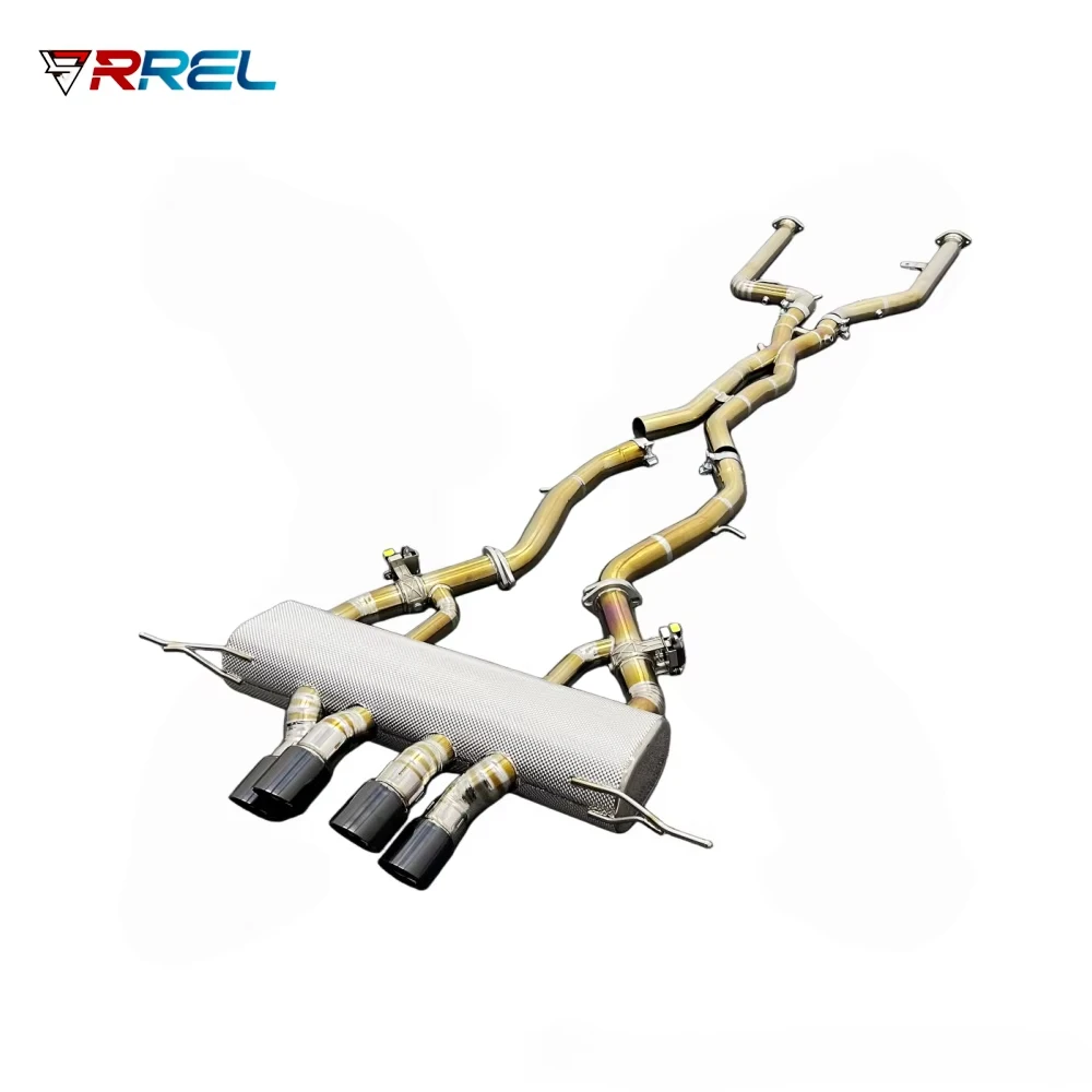 RREL Performance Equal Length Full Exhaust System Cooked Gold Titanium With Mid Tips For BMW G80 G82 M3 M4