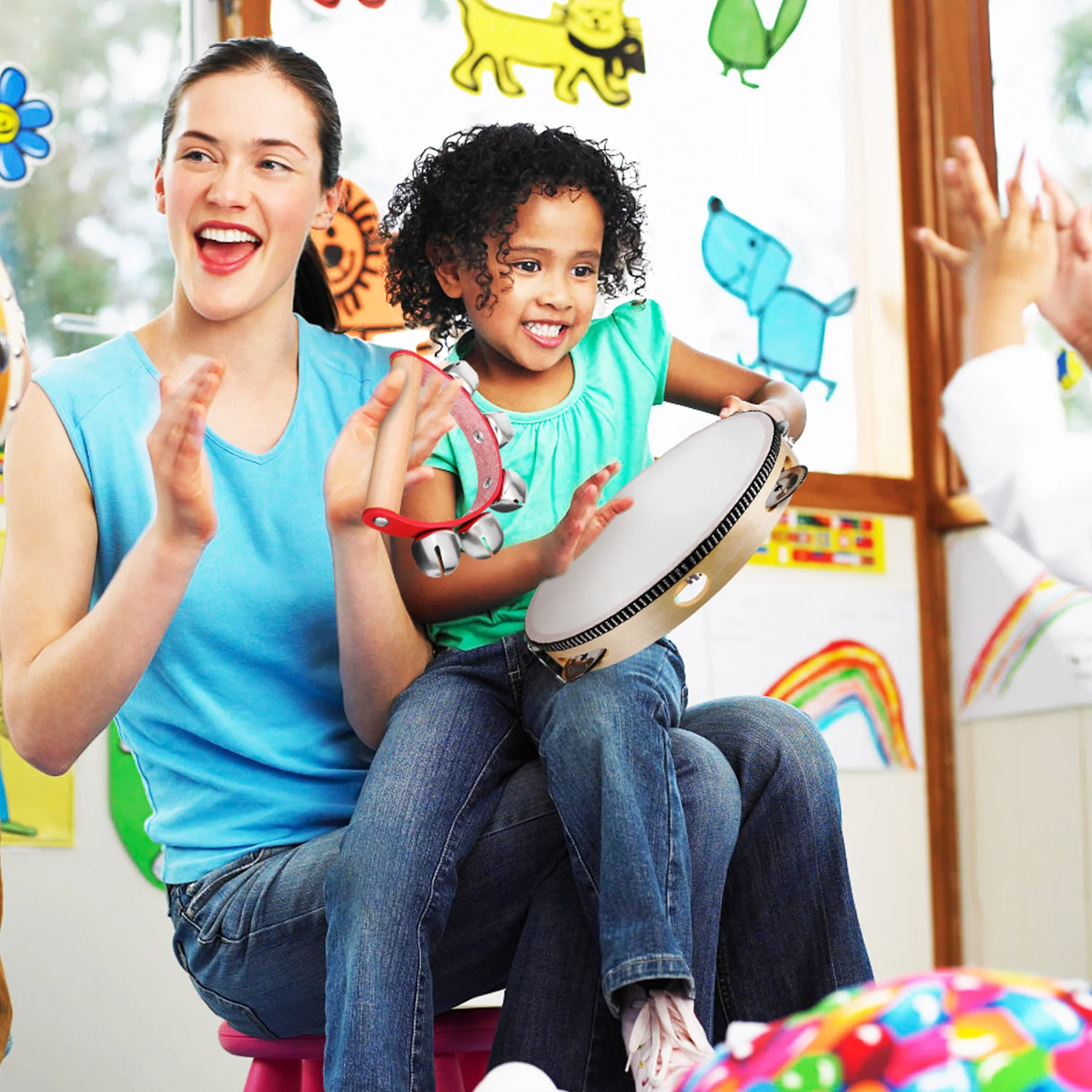 

Tambourine Set Half Moon Hand Percussion Kids Musical Instrument for Classroom Music Dance Activities Crisp Sound