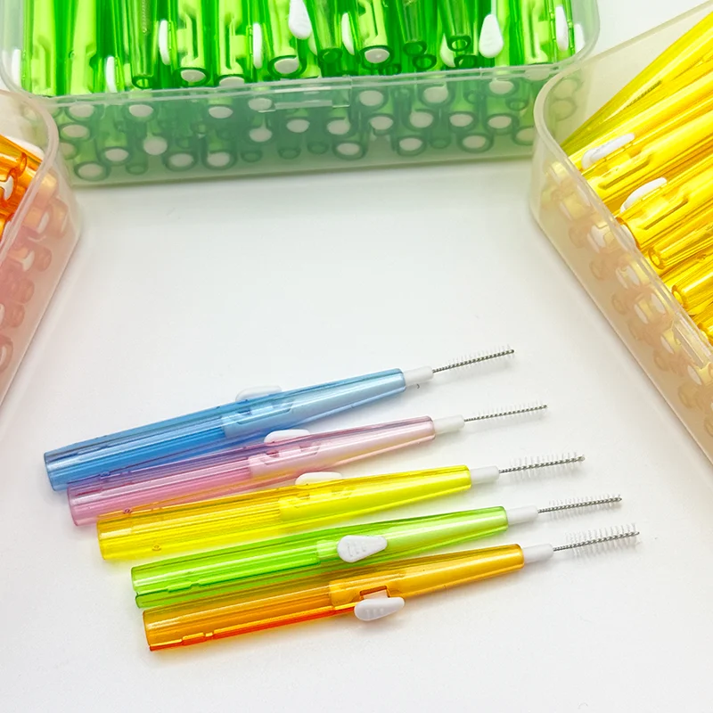 New 60pcs push-pull interdental brush portable interdental brushing gap brush recommended by dentist Dental Teeth Brush Oral