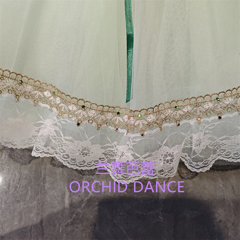 BT01655 haute qualité taille personnalisée enfants filles Ballet danse Performance porter Gilsay vert longue robe Tutu romantique