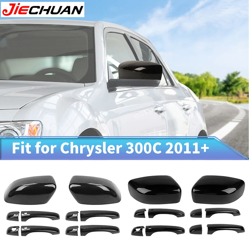 

JIECHUAN ABS Car Exterior Decoration Cover Rearview Mirror Cover Door Handles Cover Trim Stickers Fit For Chrysler 300C 2011 Up