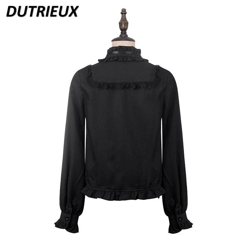 Casual Blouse Female Mine Series Mass-Produced Women's Tops Spring and Autumn New Ruffled Doll Collar Long Sleeve Shirt