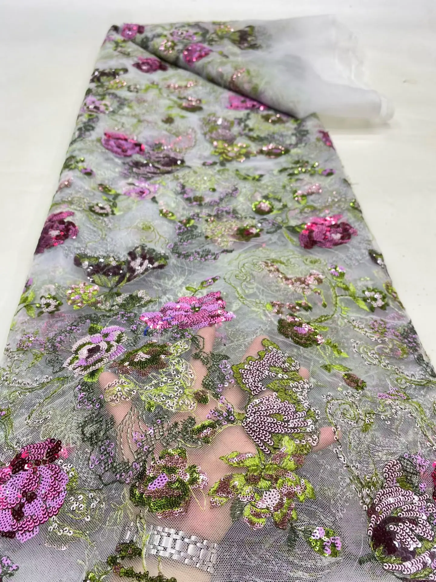 

Африканская нигерийская новинка 2023 года, высокое качество с гипюровой вышивкой, тюль, кружевная ткань, платья с блестками, 5 ярдов DP0472