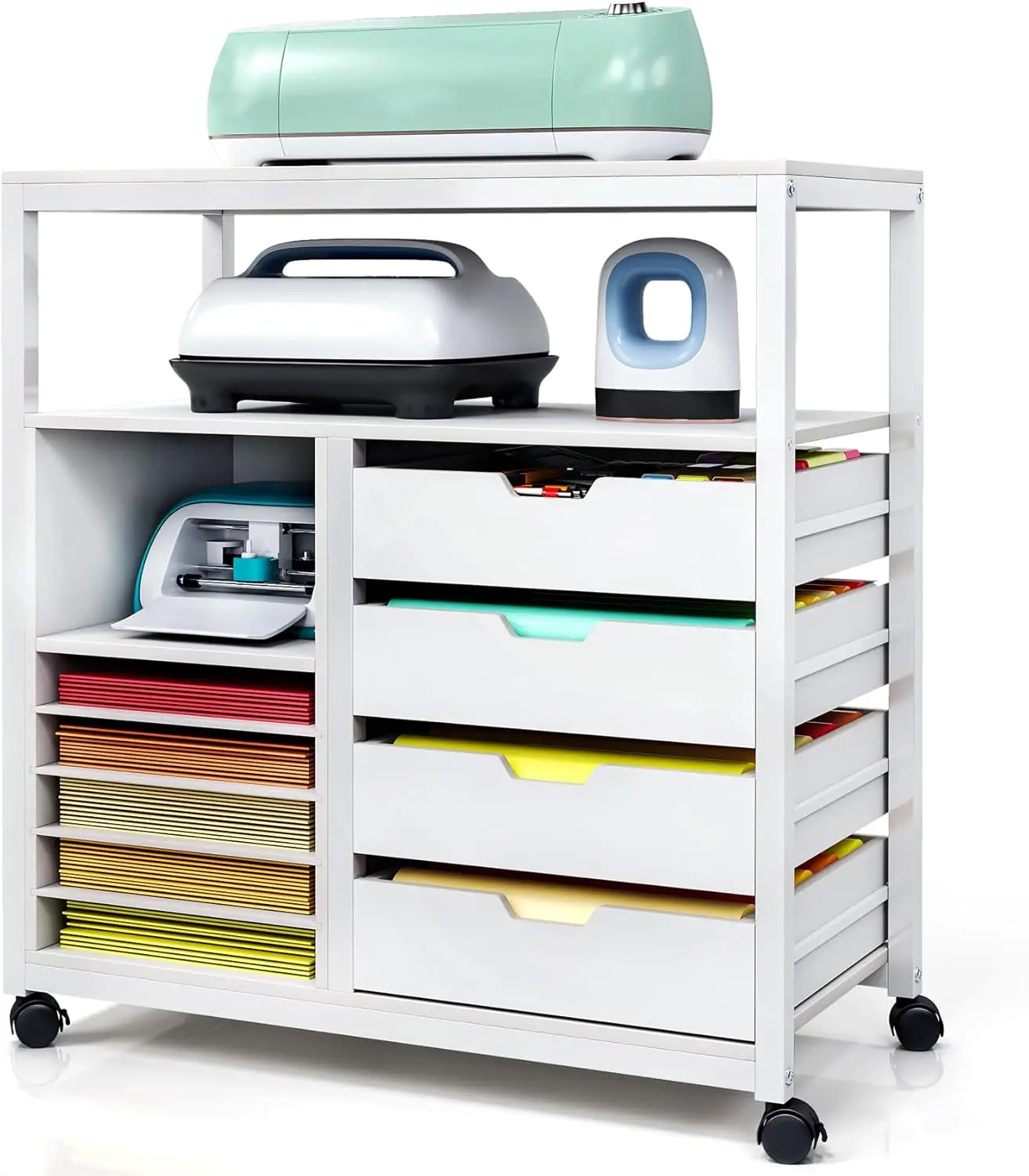 

Craft Organizer Storage Cart, Rolling Cart Organizer, Vinyl Roll Holder And Cutting Machine Storage Cabinet, Craft Cart With